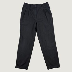 Lauren Ralph Lauren Pant Women 12 Black Chino Pleated Tapered High Rise Vintage
